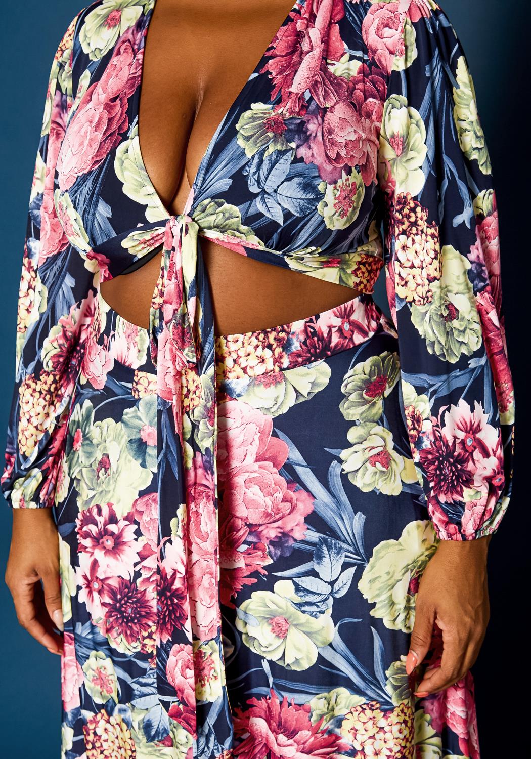 Hi Curvy Plus Size Women Floral Pattern Two Piece Set Made in USA