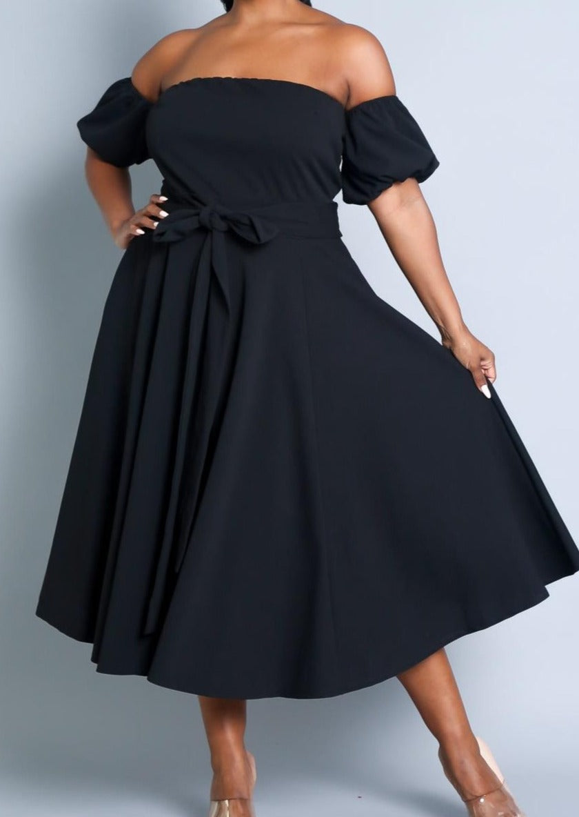 Hi Curvy Plus Size Attached Sleeves Tube Fit and Flare Dress Hi Curvy Plus Size Attached Sleeves Tube Fit and Flare Dress