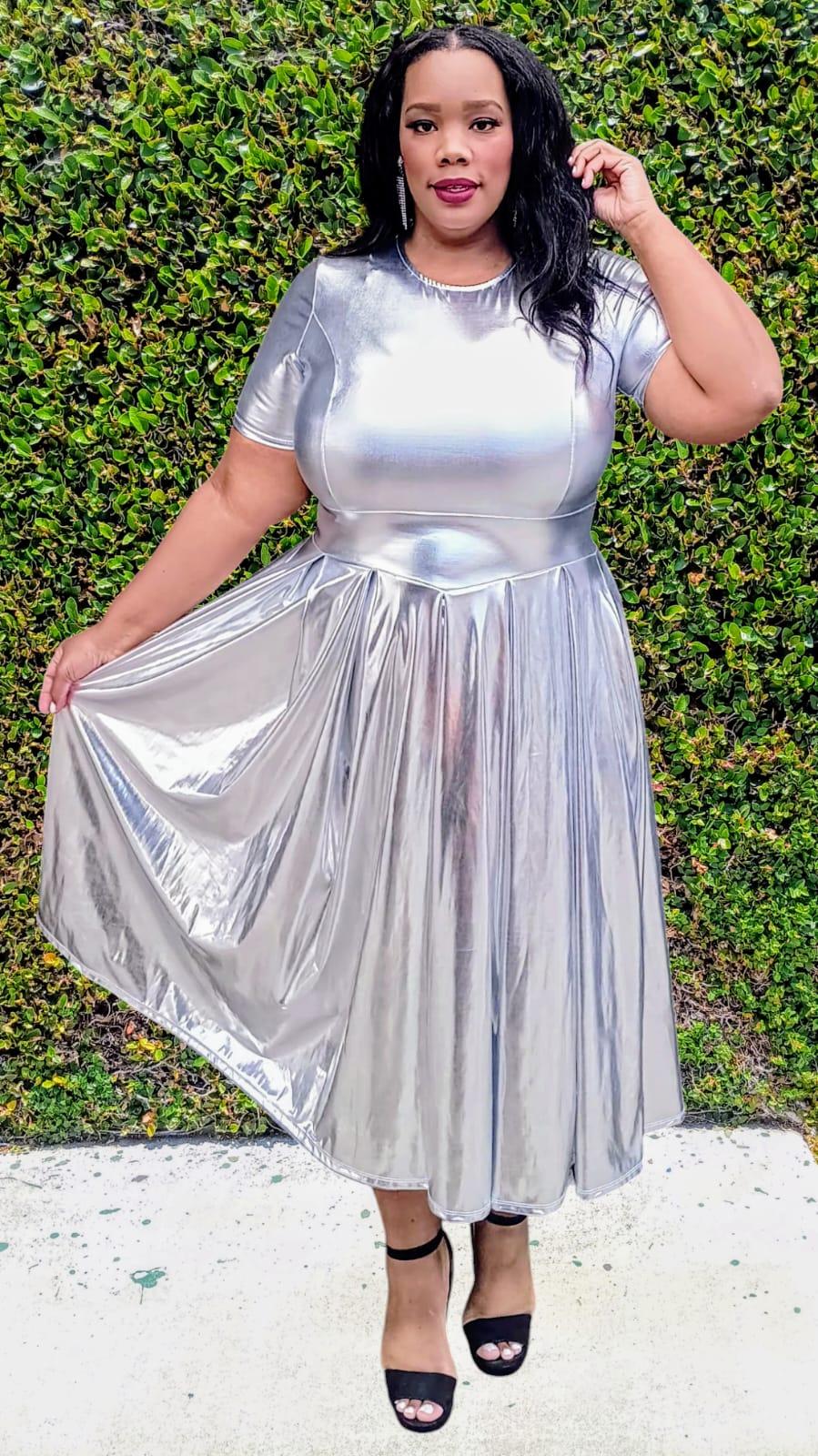 fit and flare midi dress plus size 100% European Linen Fit & Flare Midi Dress