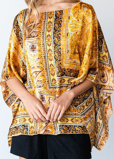 HI Curvy Plus Size Women Paisley Print Dolman Sleeve Shirts Made In USA