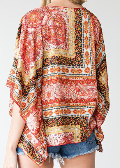 HI Curvy Plus Size Women Paisley Print Dolman Sleeve Shirts Made In USA