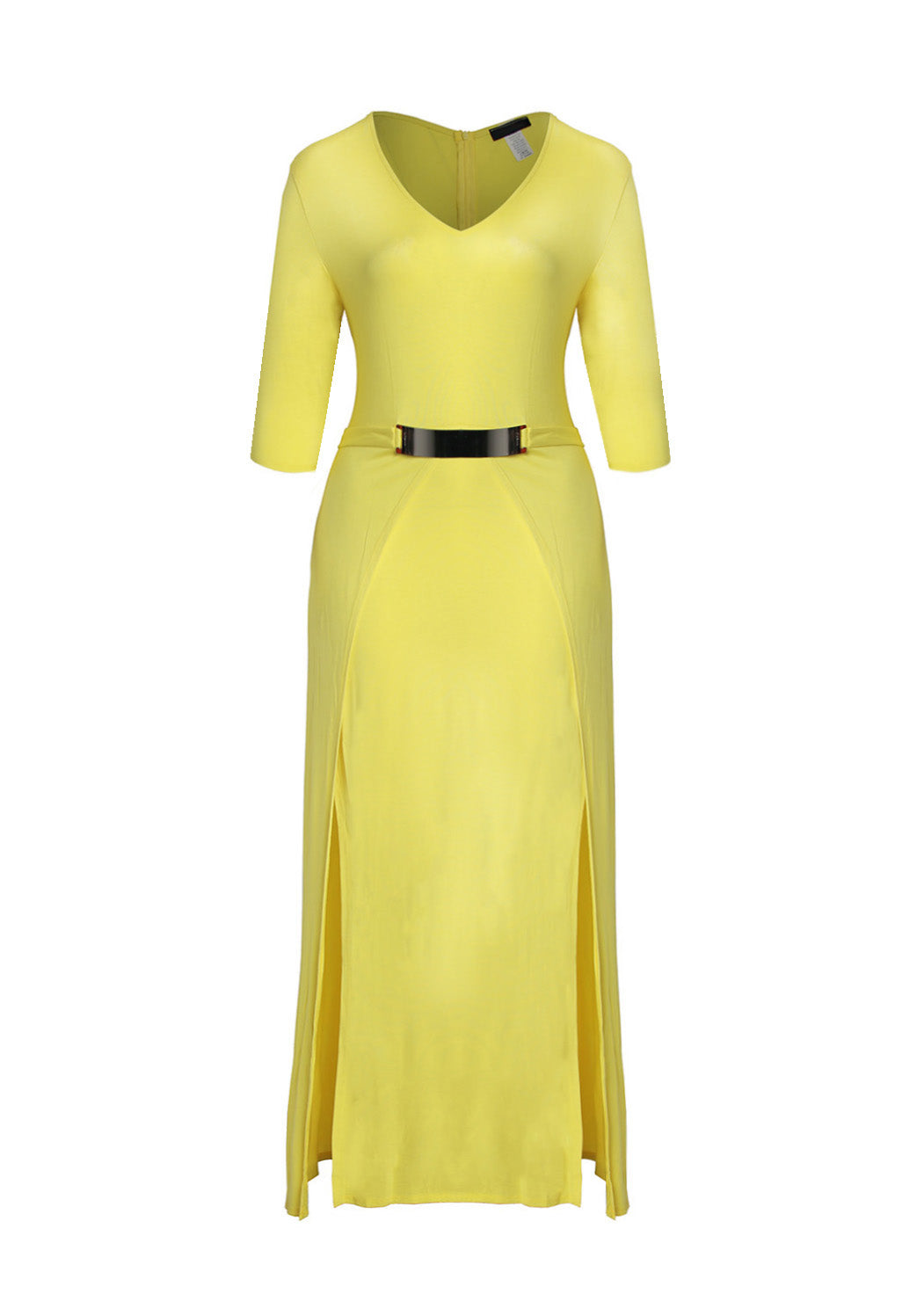 Hi Curvy Plus Size Women bright yellow open double layer side with a long slit