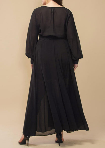 Hi Curvy Plus Size Women Solid Wrap Maxi Dress Made in USA