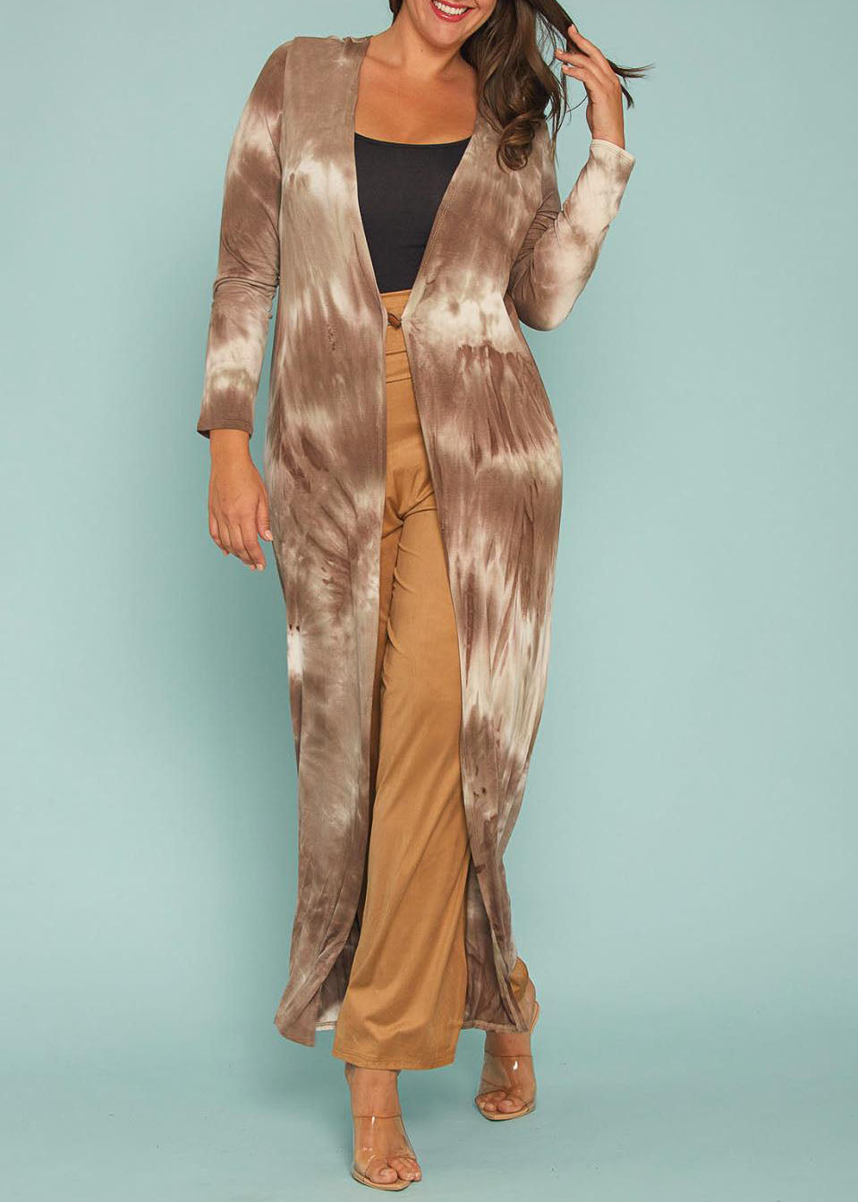 Hi Curvy Plus Size Long Coat Tie Dye Cardigan Made In USA