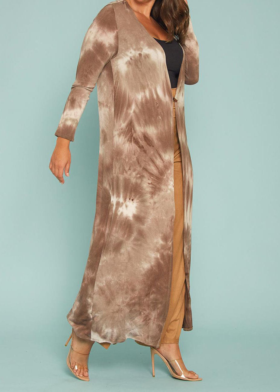 Hi Curvy Plus Size Long Coat Tie Dye Cardigan Made In USA