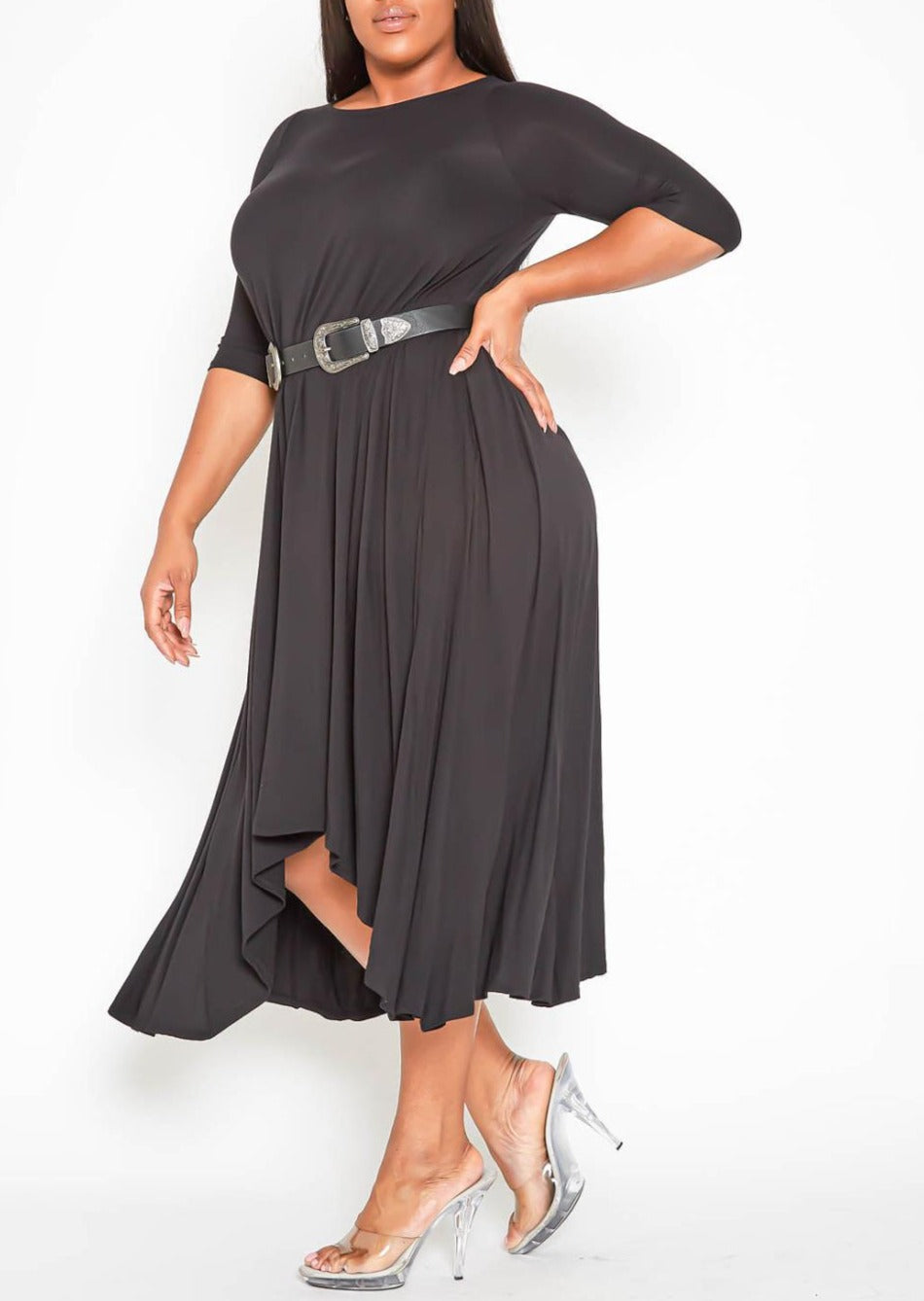 HI Curvy Plus Size Women Relaxed Style Crew neck Dress made in USA