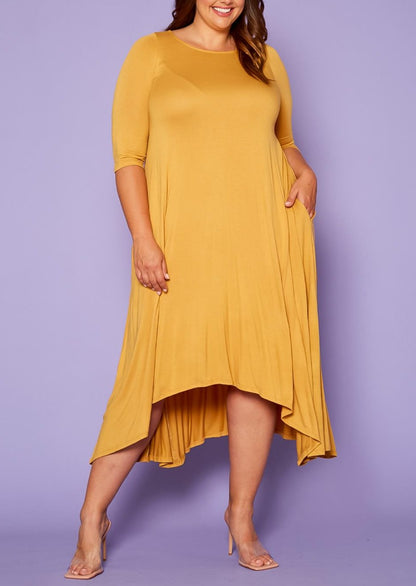 HI Curvy Plus Size Women Relaxed Style Crew neck Dress made in USA
