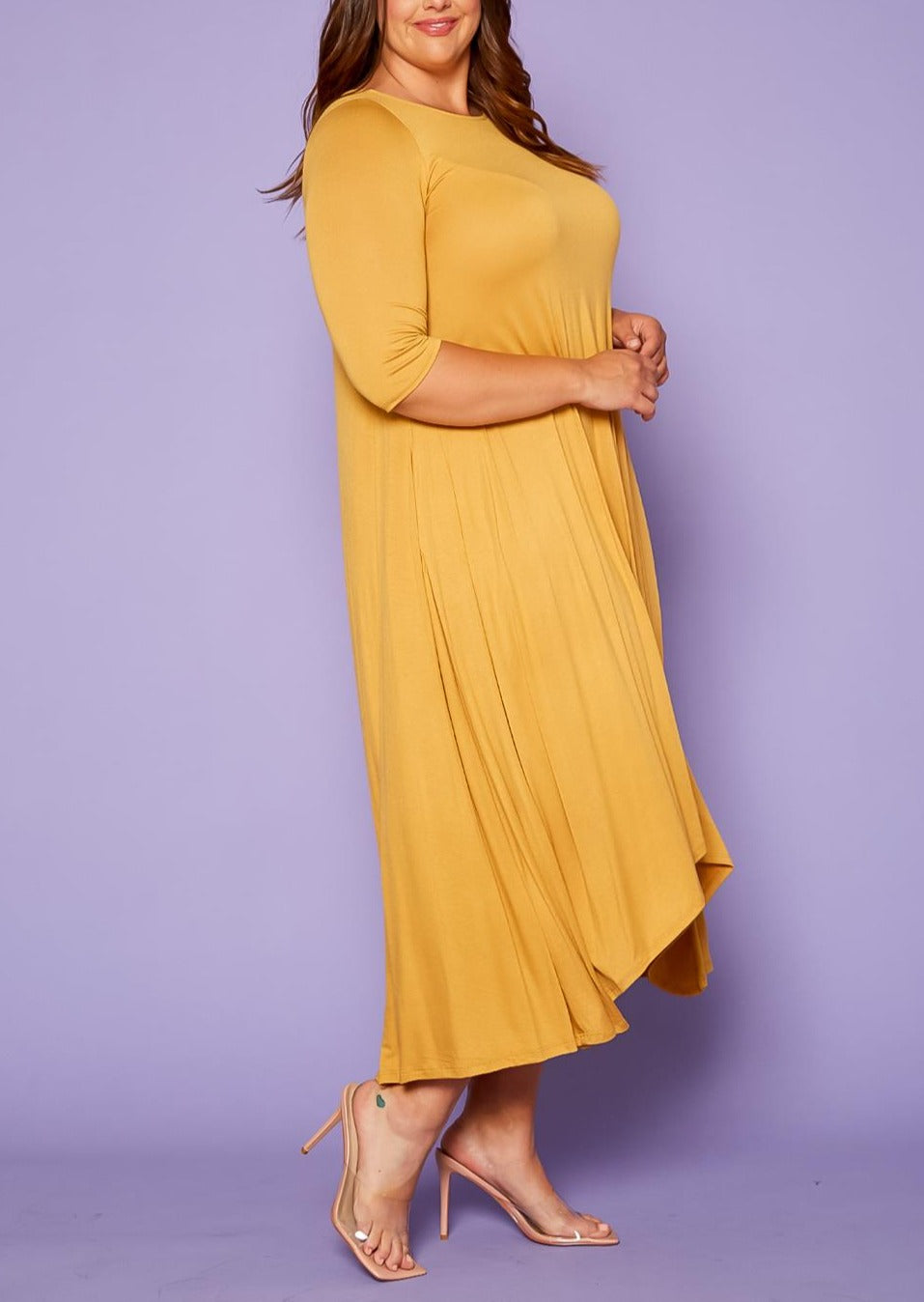 HI Curvy Plus Size Women Relaxed Style Crew neck Dress made in USA