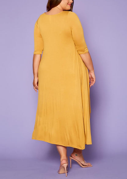 HI Curvy Plus Size Women Relaxed Style Crew neck Dress made in USA