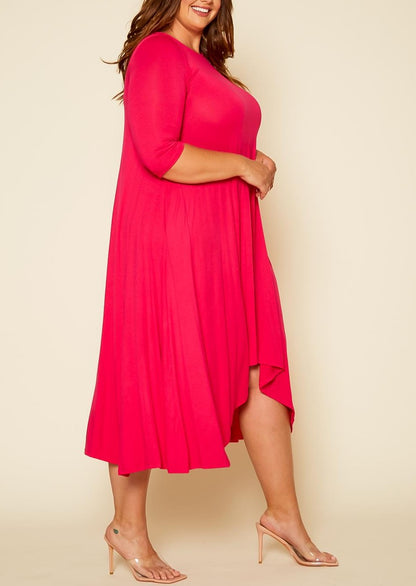 HI Curvy Plus Size Women Relaxed Style Crew neck Dress made in USA