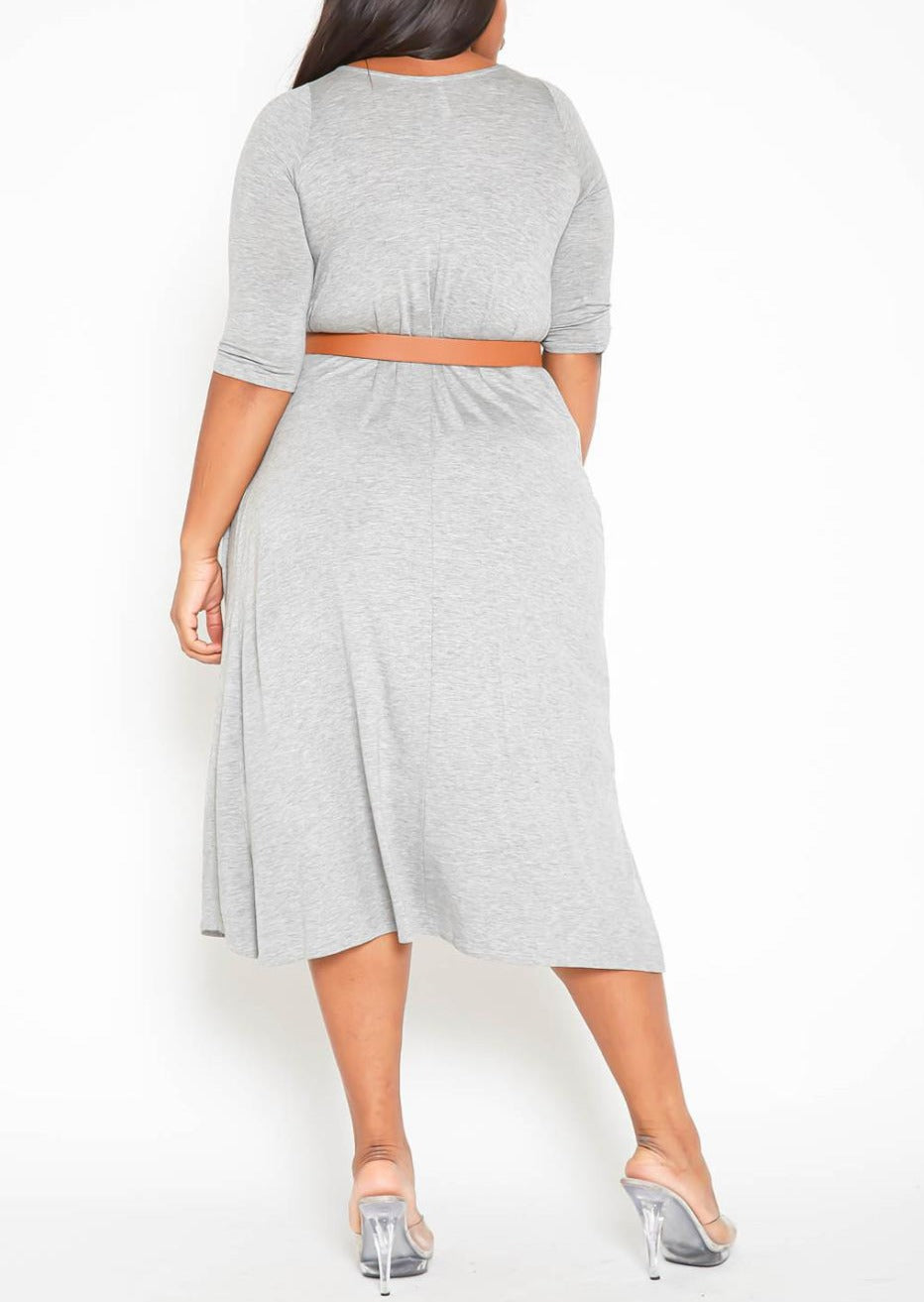 HI Curvy Plus Size Women Relaxed Style Crew neck Dress made in USA