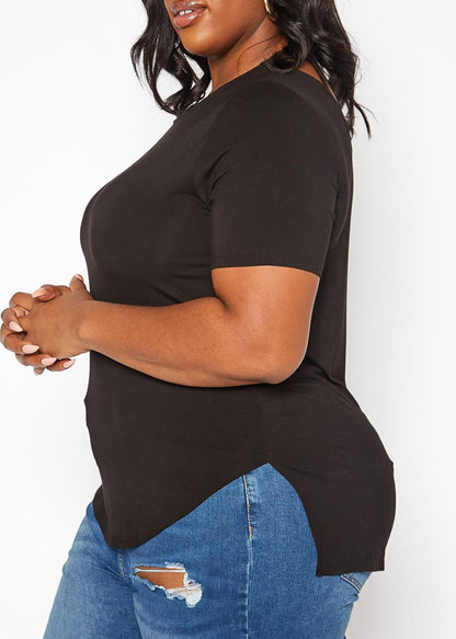 HI Curvy Plus Size Women Windowpane Cut Out Design Shirt