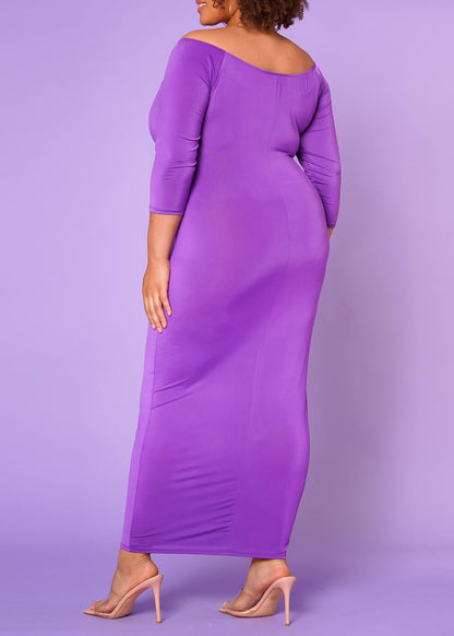 Plus Size Women Sincere Off Shoulder Bodycon Maxi Dress