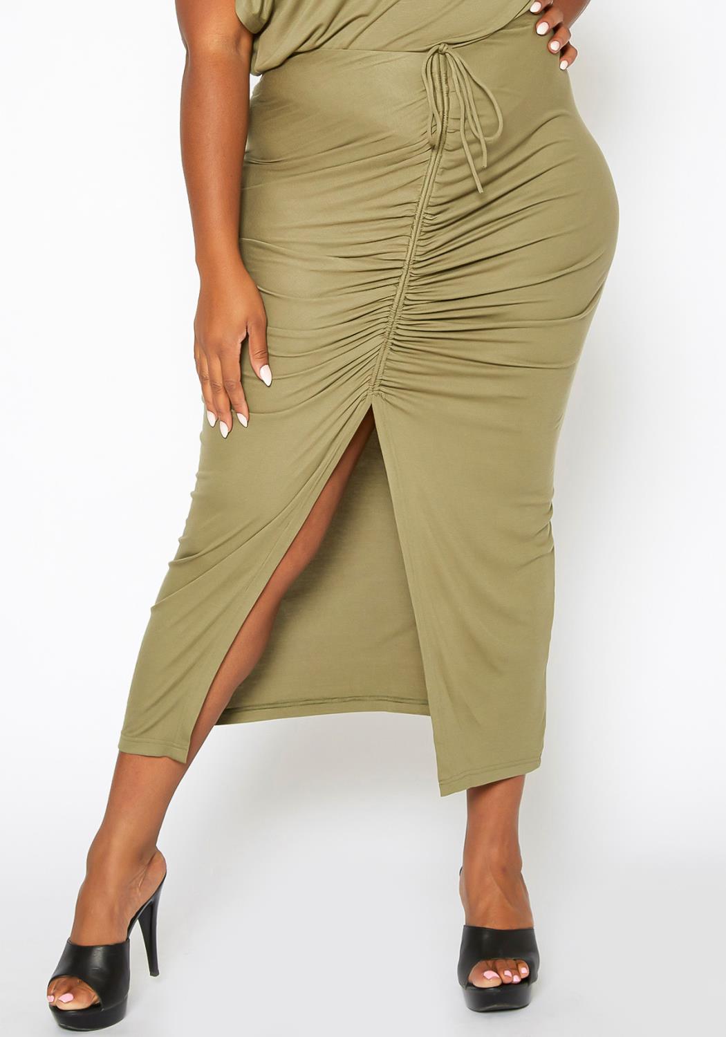 HI Curvy Plus Size Centered Drawstring Hem Maxi Dresses