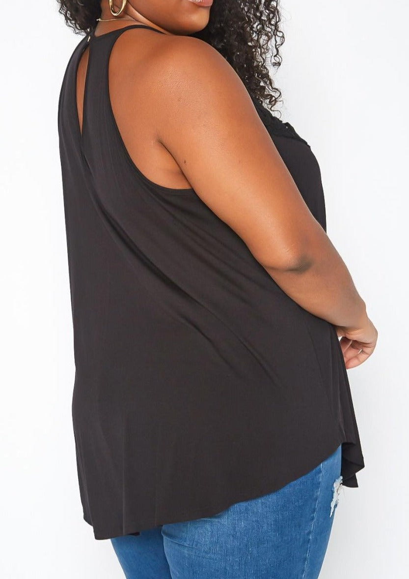 HI Curvy Plus Size Crochet Hem Cami Top