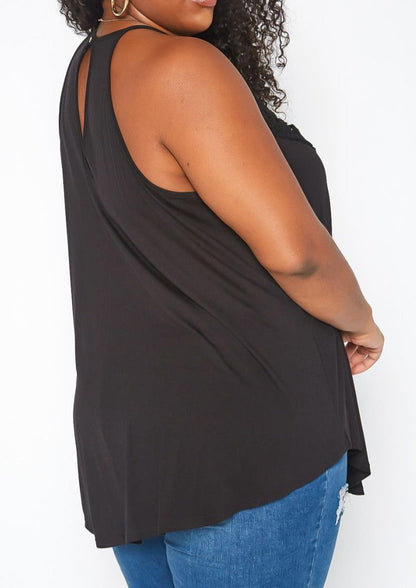 HI Curvy Plus Size Crochet Hem Cami Top