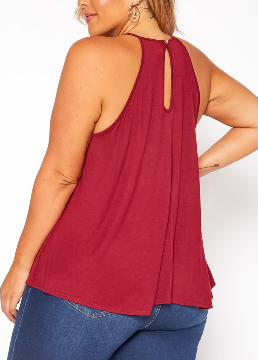 HI Curvy Plus Size Crochet Hem Cami Top