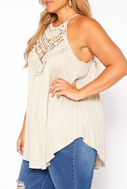 HI Curvy Plus Size Crochet Hem Cami Top