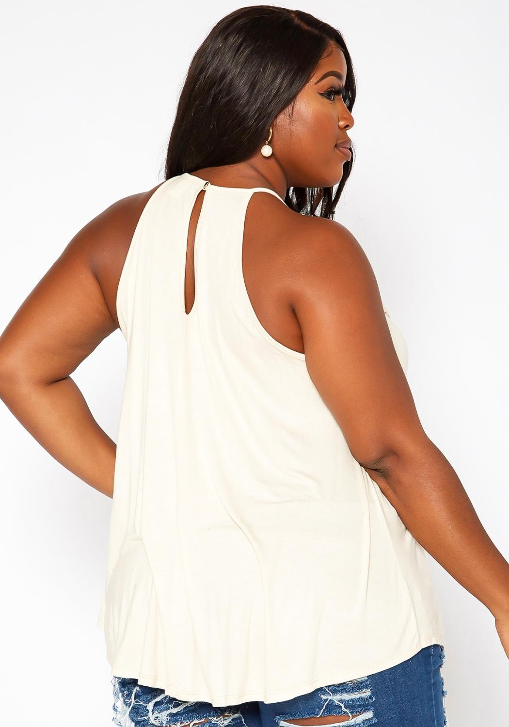 HI Curvy Plus Size Crochet Hem Cami Top