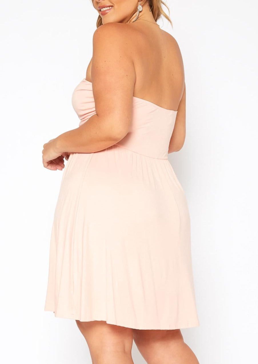 Hi Curvy Plus Size Basic Tube Fit & Flare Mini Dress