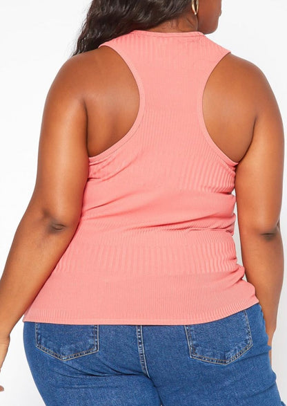 HI CURVY Plus Size Basic Ribbed Scoop Neck Tank Top