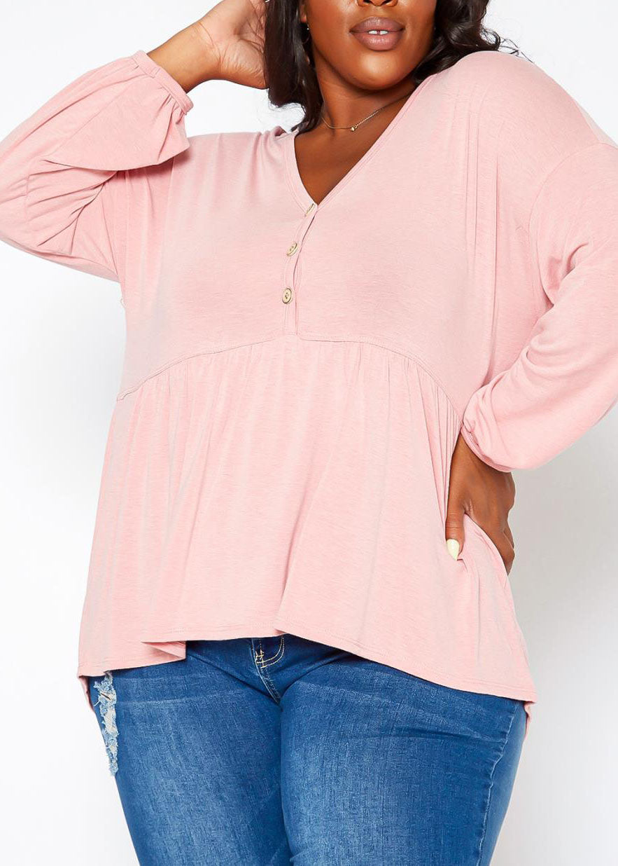 HI Curvy Plus Size Women Relaxed Fit Peplum Top Made in USA