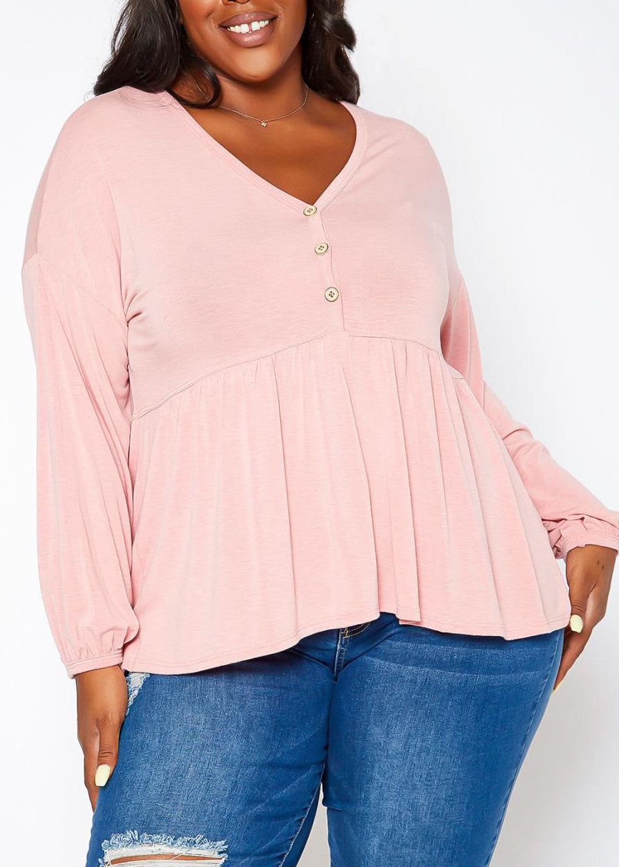 HI Curvy Plus Size Women Relaxed Fit Peplum Top Made in USA