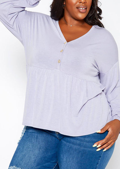 HI Curvy Plus Size Women Relaxed Fit Peplum Top Made in USA