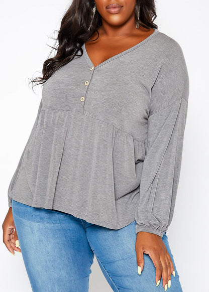 HI Curvy Plus Size Women Relaxed Fit Peplum Top Made in USA