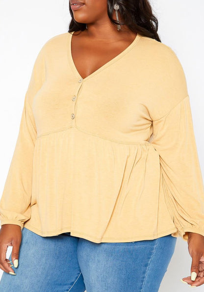 HI Curvy Plus Size Women Relaxed Fit Peplum Top Made in USA