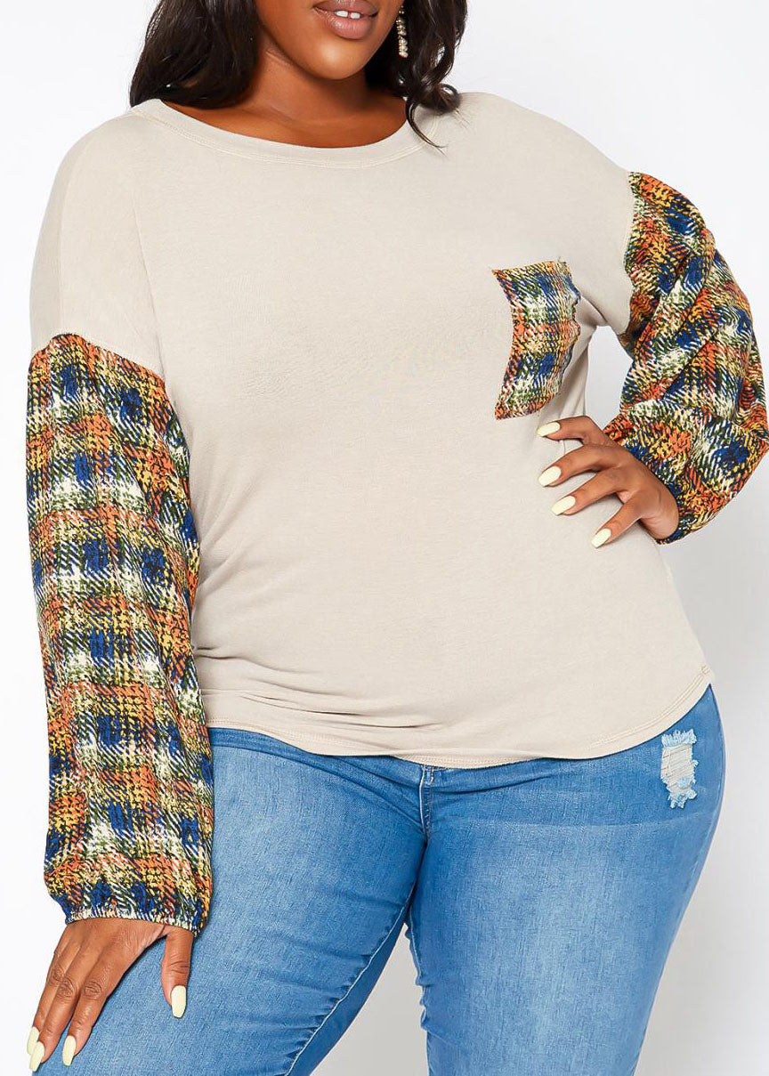 Hi Curvy Plus Size Women Plaid Print Sweater Made In USA
