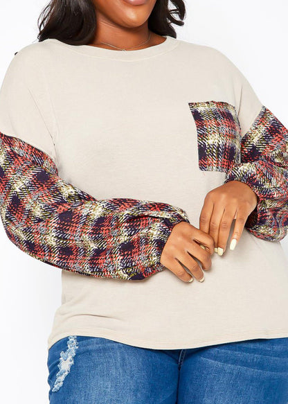 Hi Curvy Plus Size Women Plaid Print Sweater Made In USA