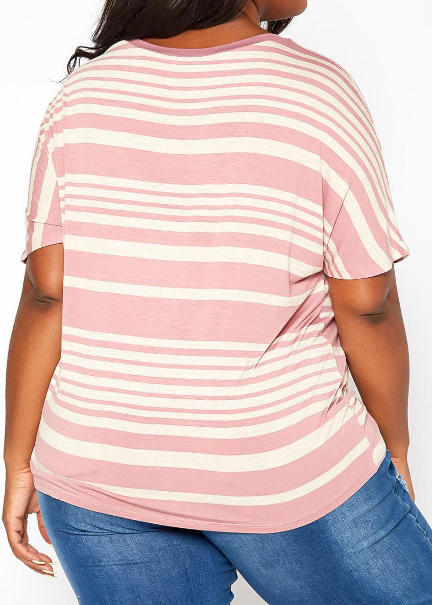 HI Curvy Plus Size Women Striped Relaxed Fit Top
