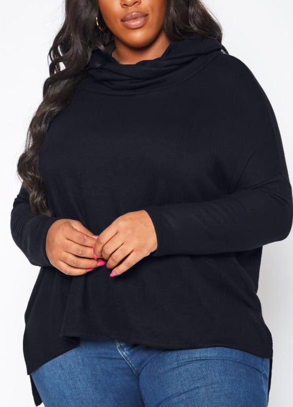 Hi Curvy Plus Size Women Cowl Neck Knit Sweater  Made in USA