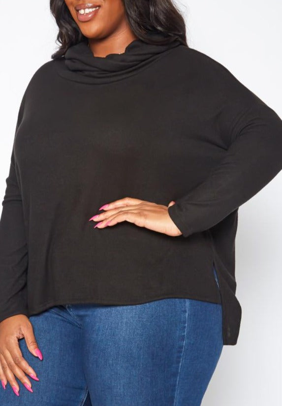 Hi Curvy Plus Size Cowl Neck Knit Sweater 