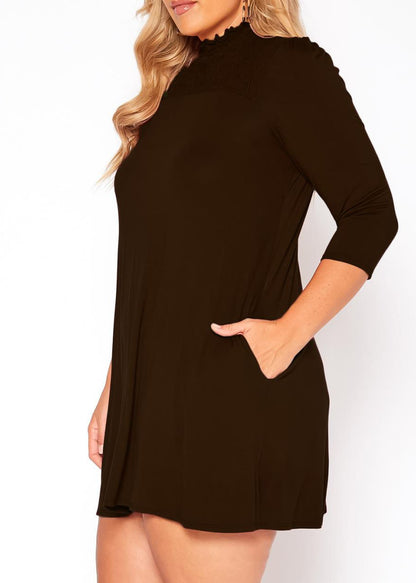 HI Curvy Plus Size Women Smocked Detail Mini Dress Made in USA 