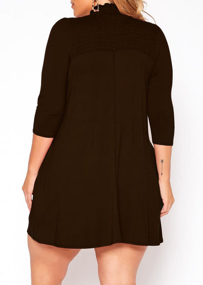 HI Curvy Plus Size Women Smocked Detail Mini Dress Made in USA 