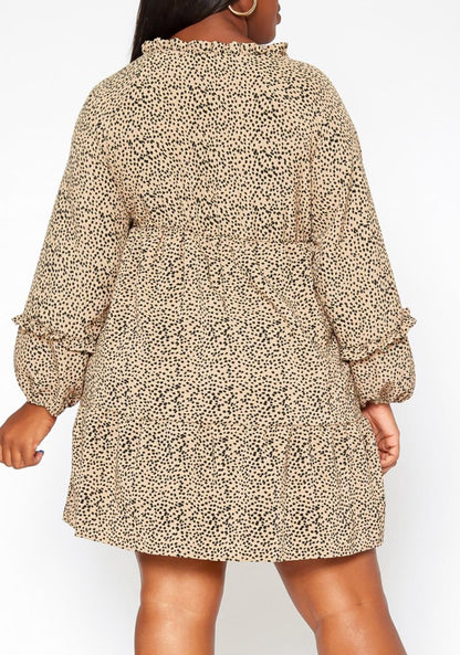 Hi Curvy Plus Size Women Dotted Print Flare Mini Dress