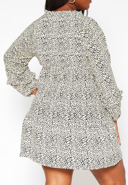 Hi Curvy Plus Size Women Dotted Print Flare Mini Dress