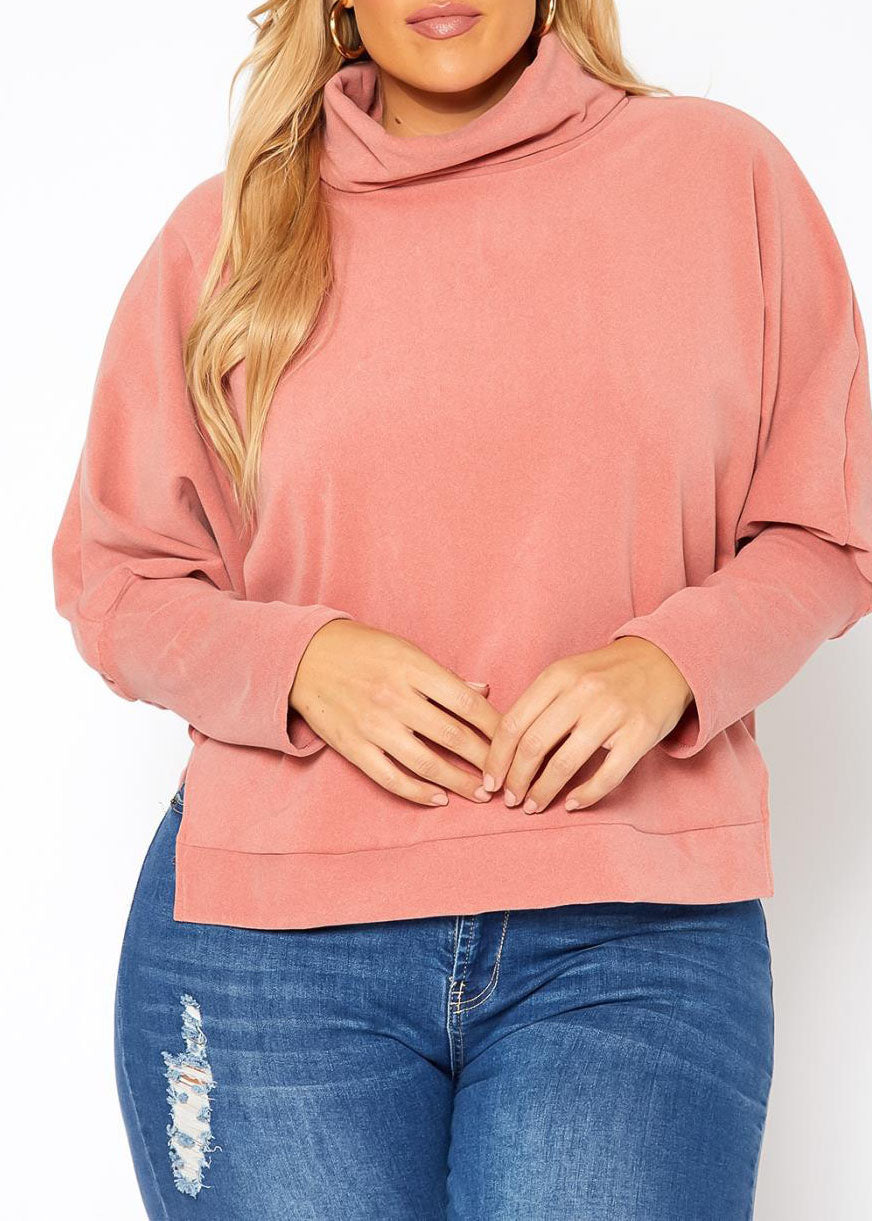 Hi Curvy Plus Size Women Funnel Neck Sweater