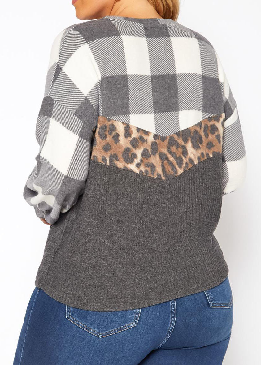 Hi Curvy Plus Size Women Pattern Splice Knit Sweater Made In USA