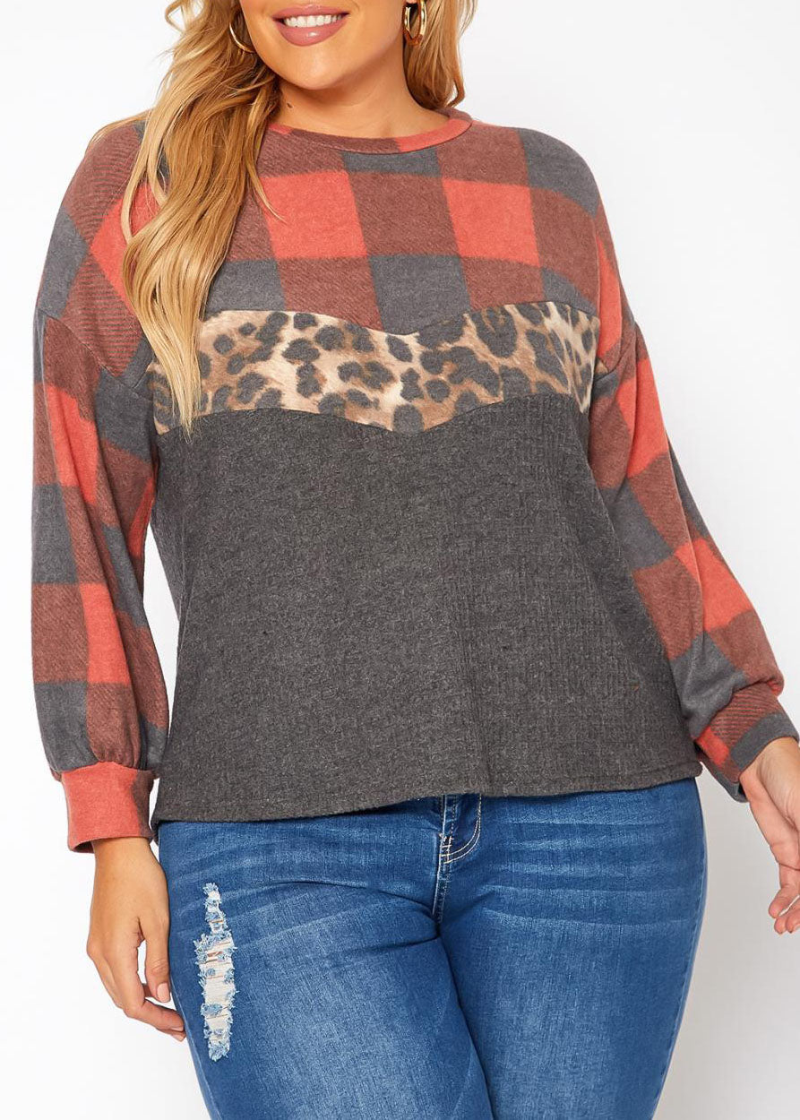 Hi Curvy Plus Size Women Pattern Splice Knit Sweater Made In USA