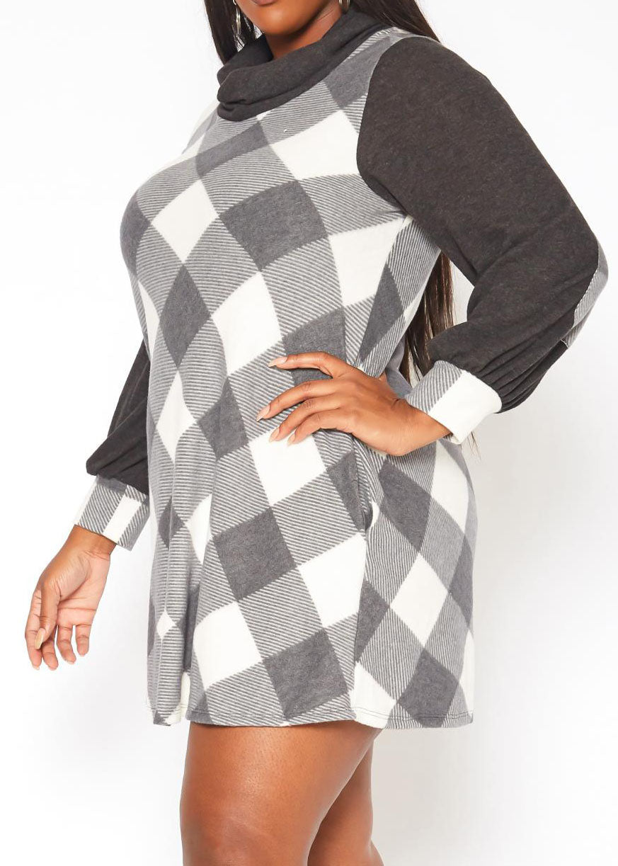 Hi Curvy Plus Size Women Funnel Neck Mini Dress Made In USA