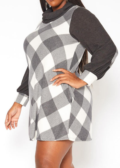 Hi Curvy Plus Size Women Funnel Neck Mini Dress Made In USA