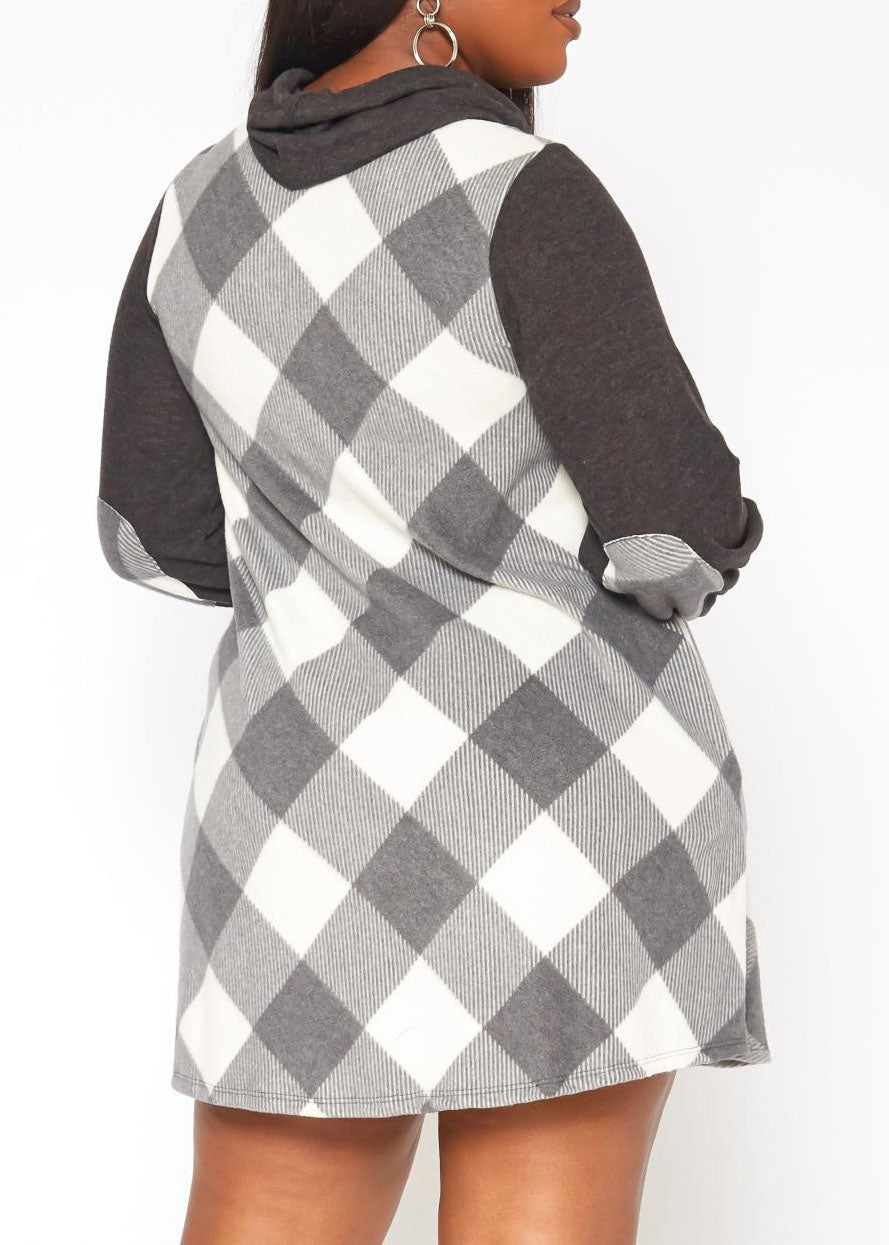 Hi Curvy Plus Size Women Funnel Neck Mini Dress Made In USA