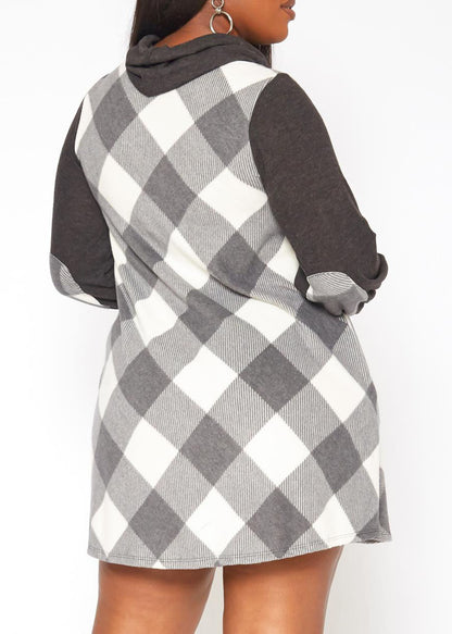 Hi Curvy Plus Size Women Funnel Neck Mini Dress Made In USA
