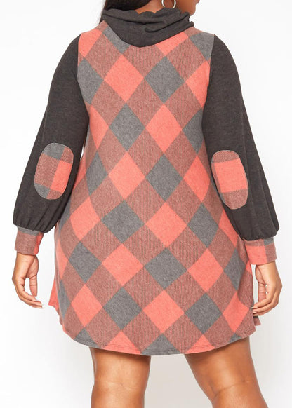Hi Curvy Plus Size Women Funnel Neck Mini Dress Made In USA