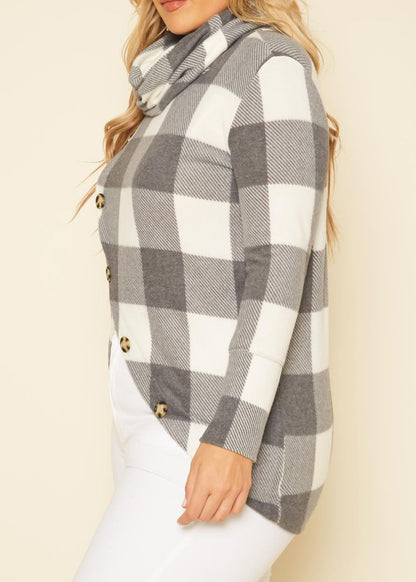 Hi Curvy Plus Size Women Funnel Neck Sweater Made In USA
