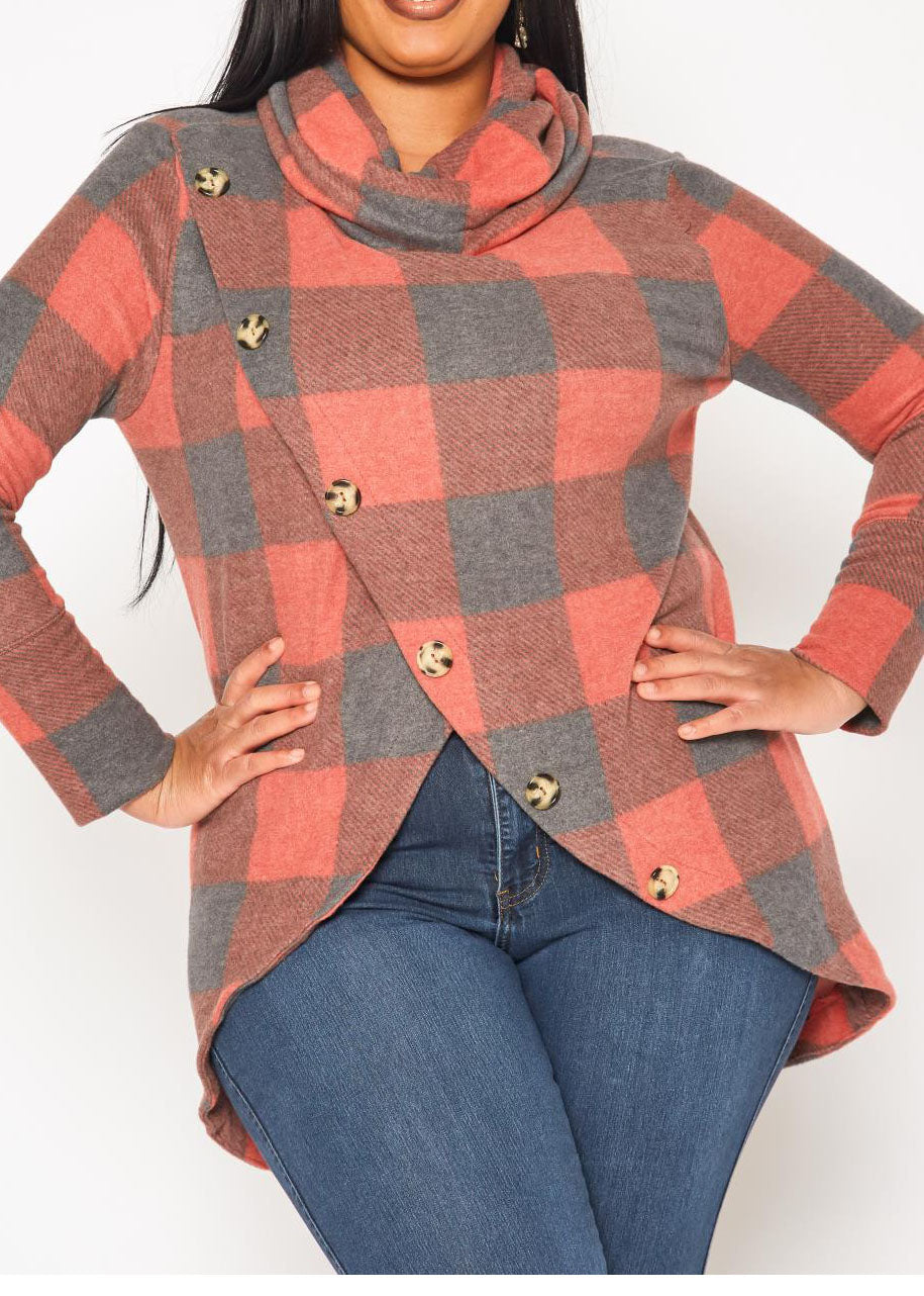 Hi Curvy Plus Size Women Funnel Neck Sweater Made In USA