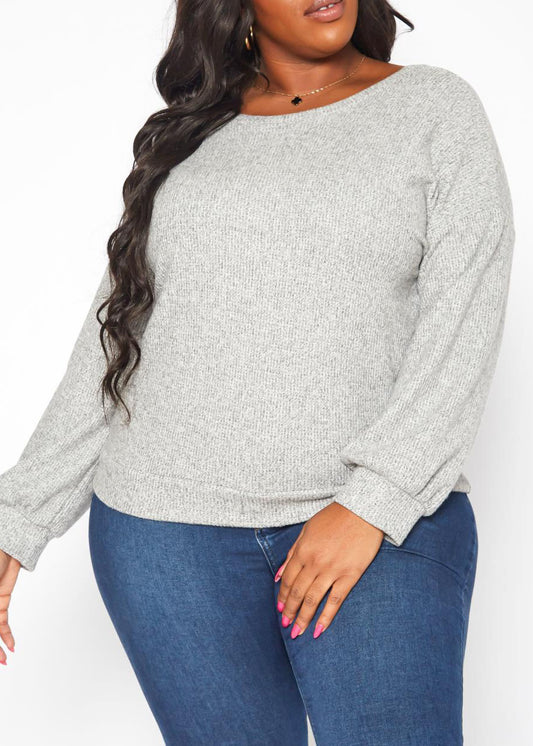 Hi Curvy Plus Size Women Open Back Knit Sweater